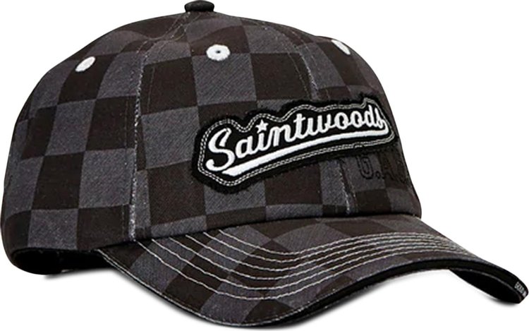 Saintwoods Checkered Distressed Baseball Cap 'Black/Grey'