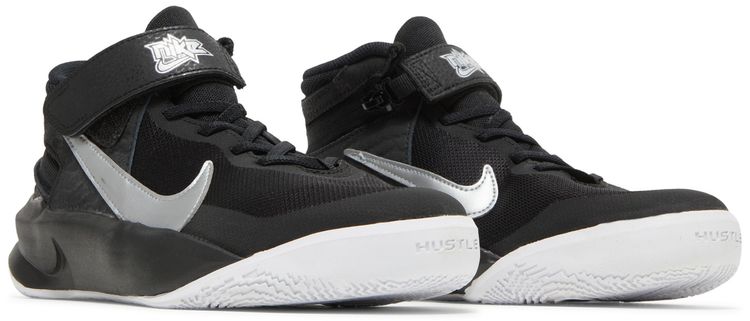 Nike Team Hustle D10 FlyEase GS Black Metallic Silver