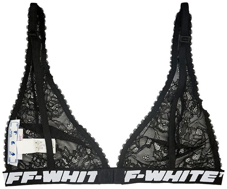 Off White Logo Lace Bra Black