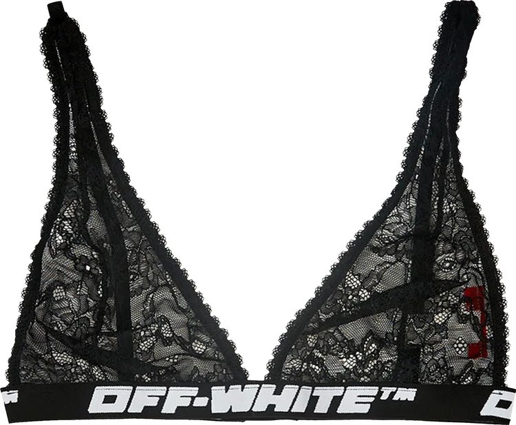 Buy Off-White Logo Lace Bra 'Black' - OWUA037C99FAB0011000