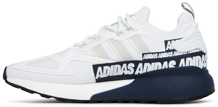 Adidas ZX 2K Boost Bold Logo Graphic   White Navy