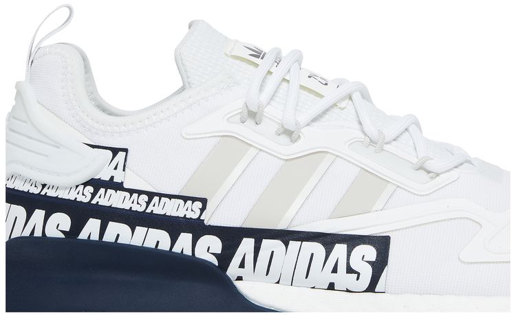 Adidas ZX 2K Boost Bold Logo Graphic   White Navy