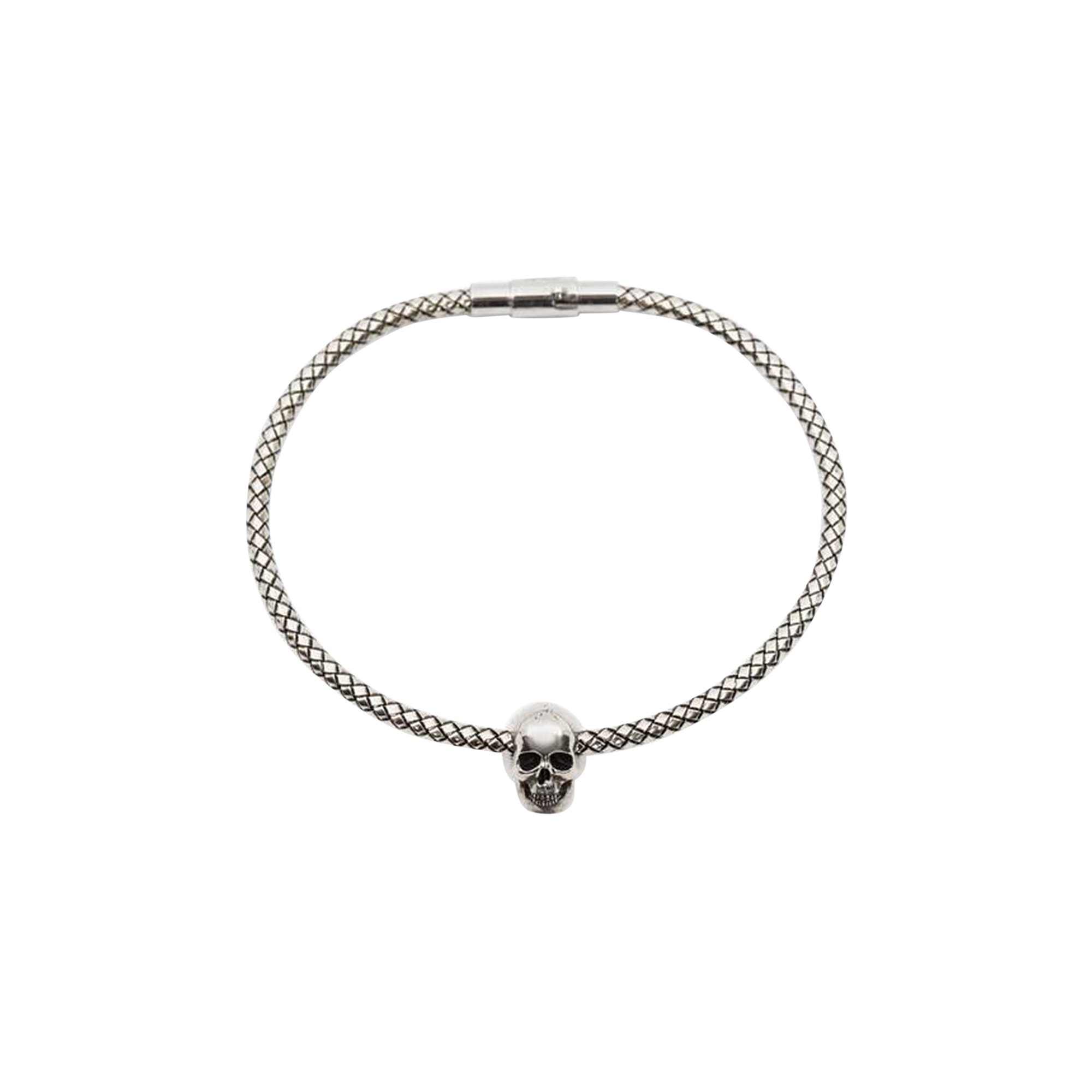 Buy Alexander McQueen Metal Cord Skull Bracelet 'Silver ...