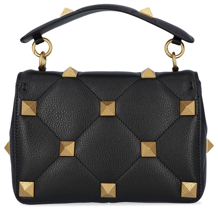 Valentino Medium Roman Stud Shoulder Bag Black