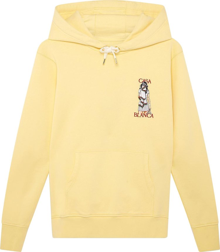 Casablanca Embroidered Hooded Sweatshirt 'Pale Yellow Loopback Tennis Girl'
