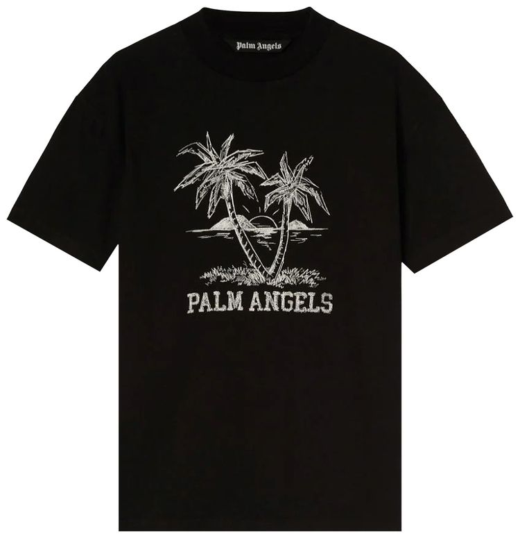 Palm Angels Sunset Palms Classic Tee BlackWhite