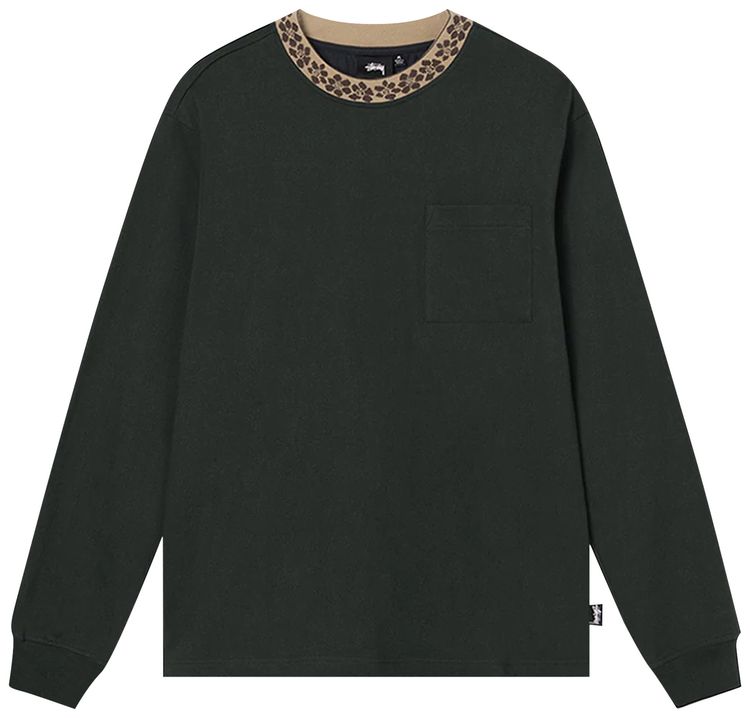 Stussy Flower Mock Neck Long Sleeve Crew Black