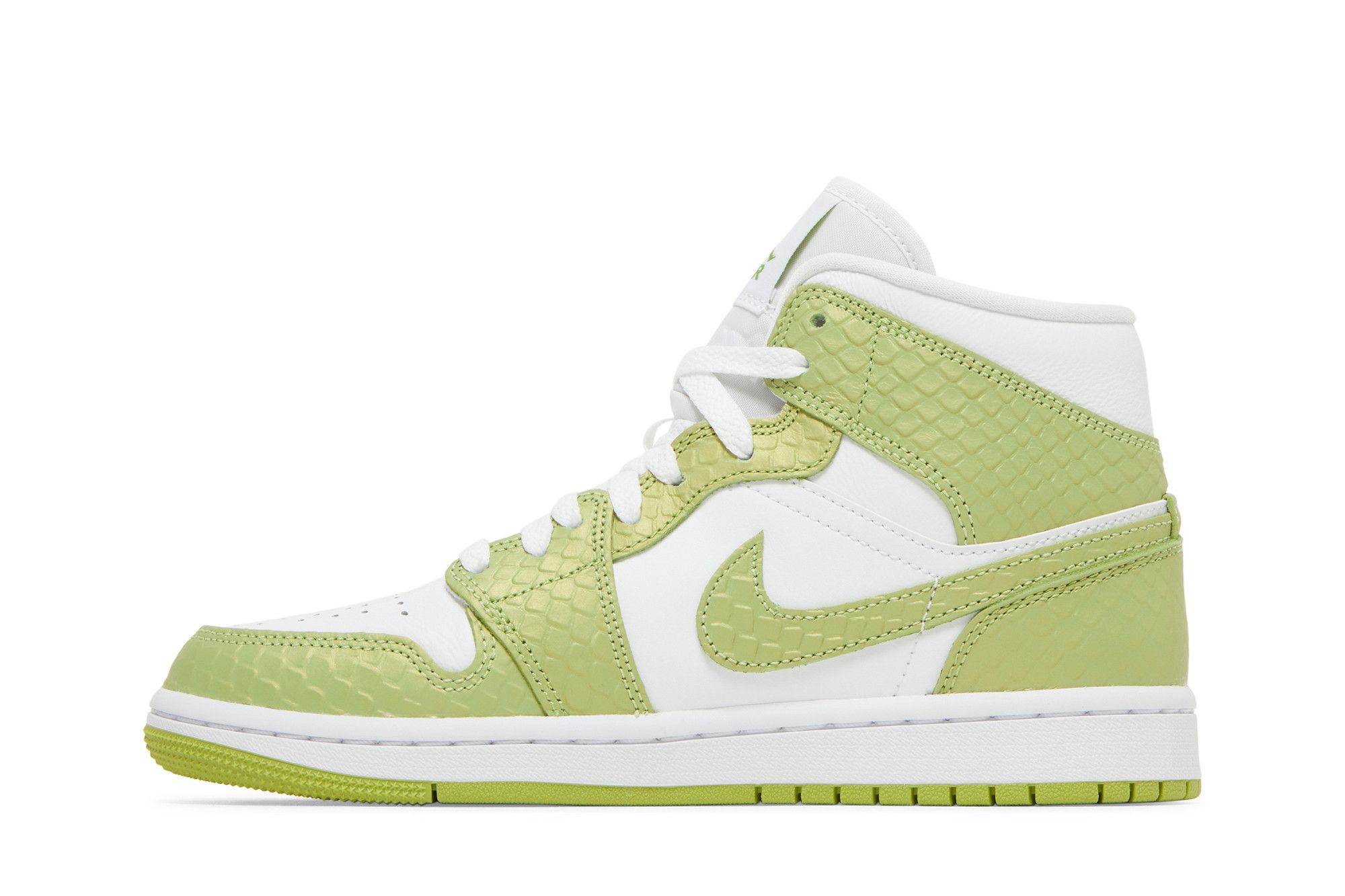Air Jordan 1 Mid SE Womens Green Python Shoes White