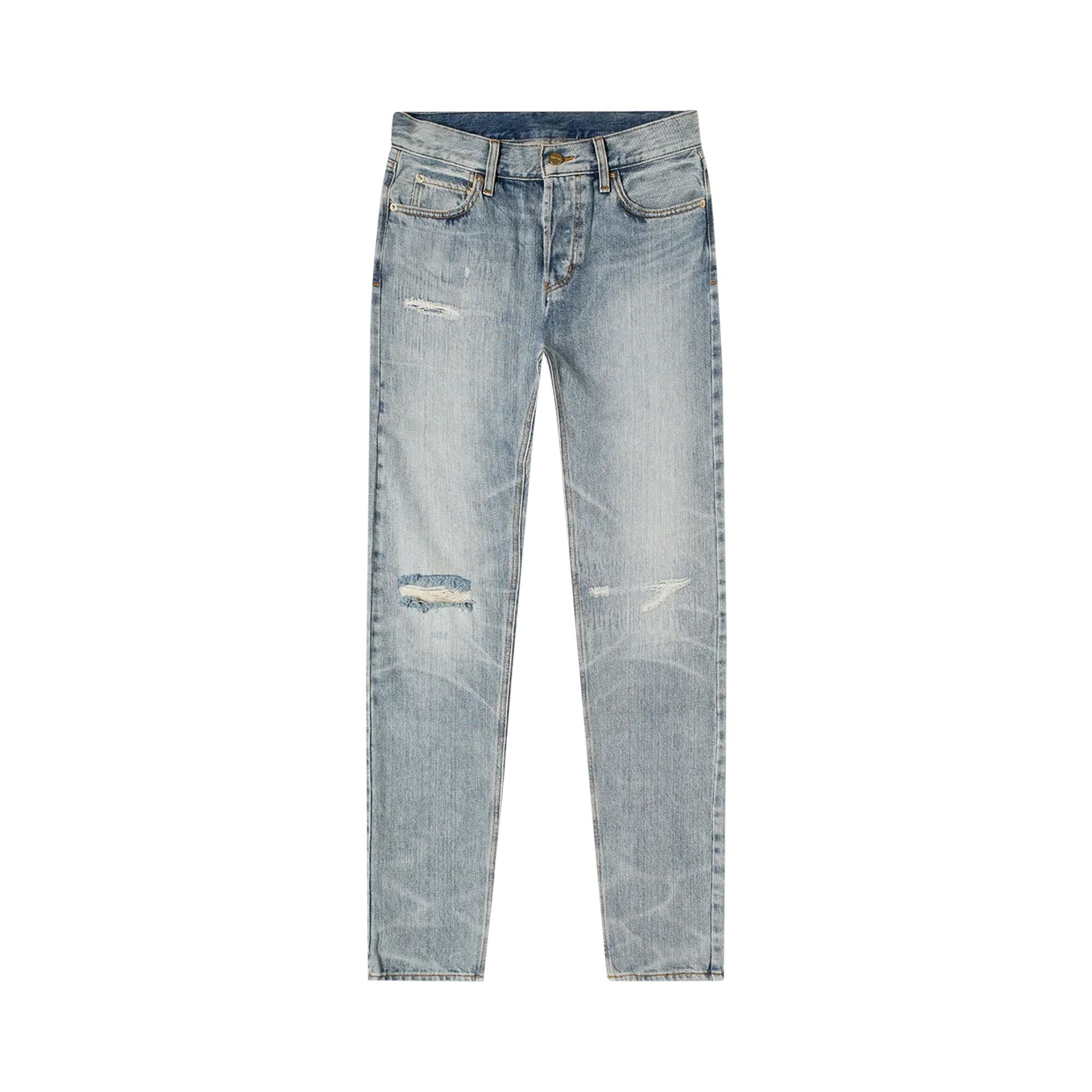 Buy Fear of God Essentials Denim Pant Light Indigo Distress Wash