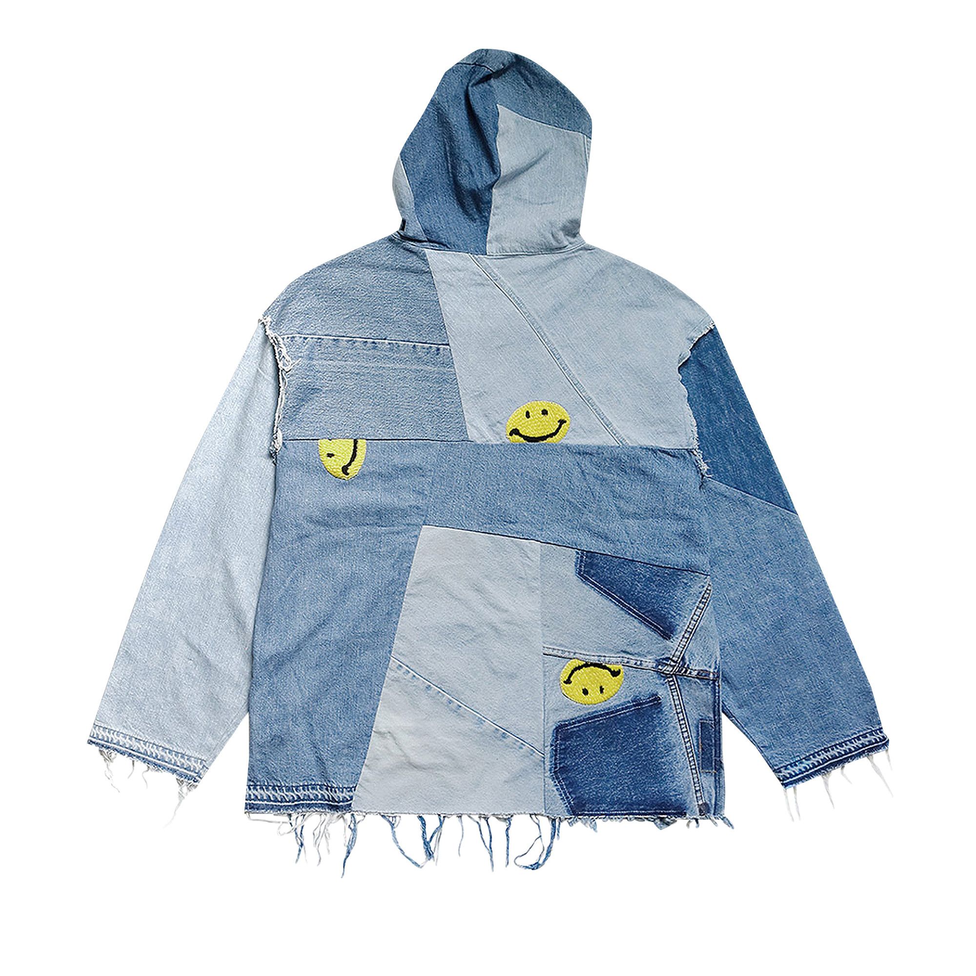 Buy Kapital Smile Embroidered Denim Re-Construct Baja Hoodie