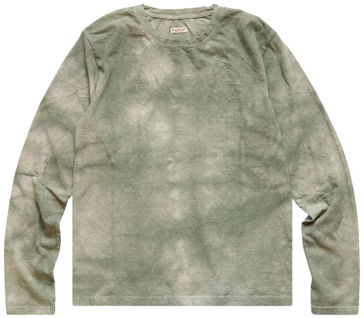 Kapital Tenjiku Uneven Dip Dye Crulon Long Sleeve Tee Khaki
