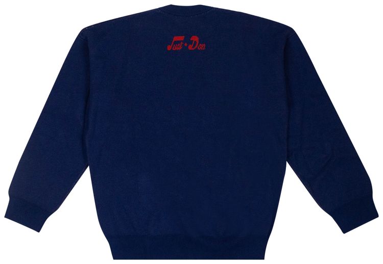Just Don Stereo Globe Long Sleeve Sweater Blue