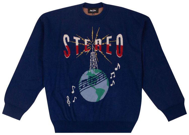 Just Don Sound Globe Pullover Sweater Navy