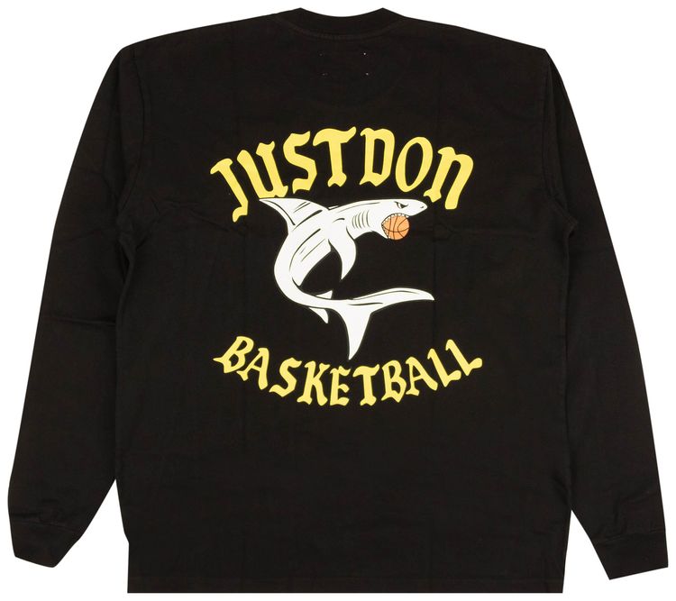 Just Don Basketball Shark Mouth Long Sleeve T Shirt Black