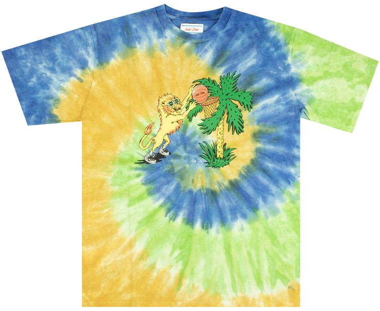 Just Don Tie Dye Lion Basketball Short Sleeve T Shirt Multicolor