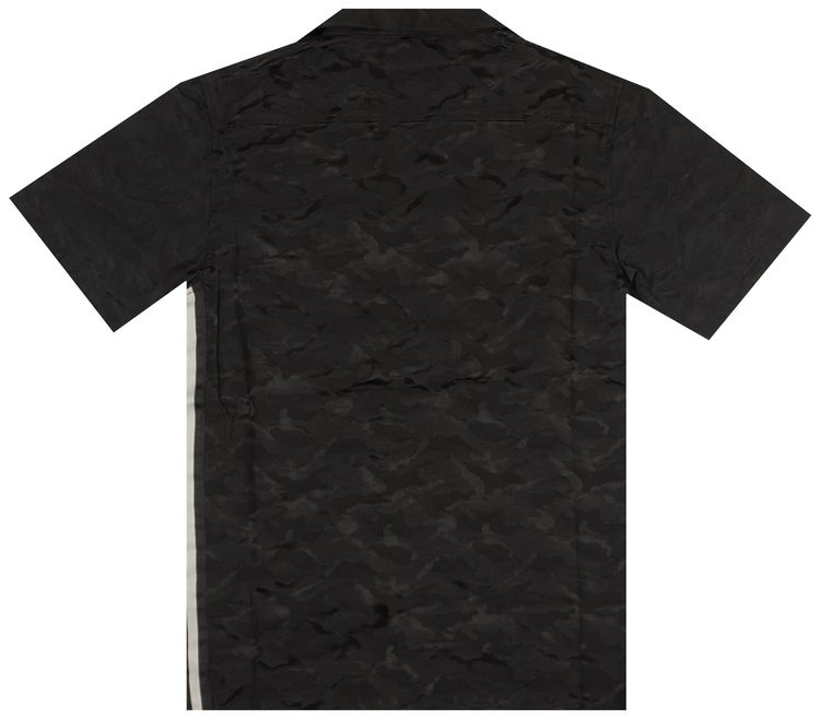 Just Don Camo Short Sleeve Button Down Shirt Black