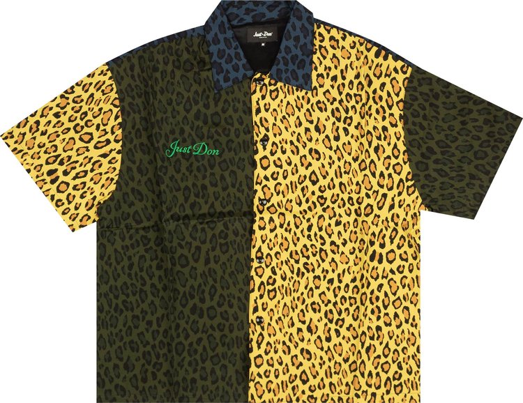 Just Don Leopard Short-Sleeve Button Down Shirt 'Multicolor'