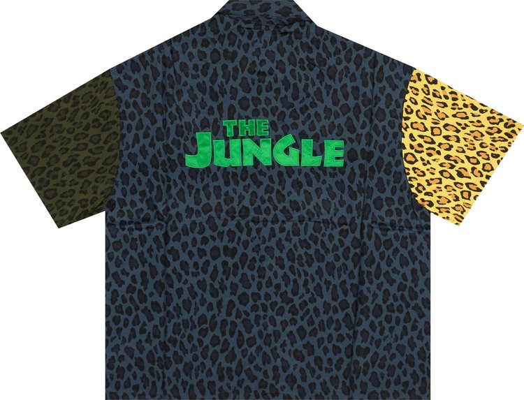 Just Don Leopard Short Sleeve Button Down Shirt Multicolor