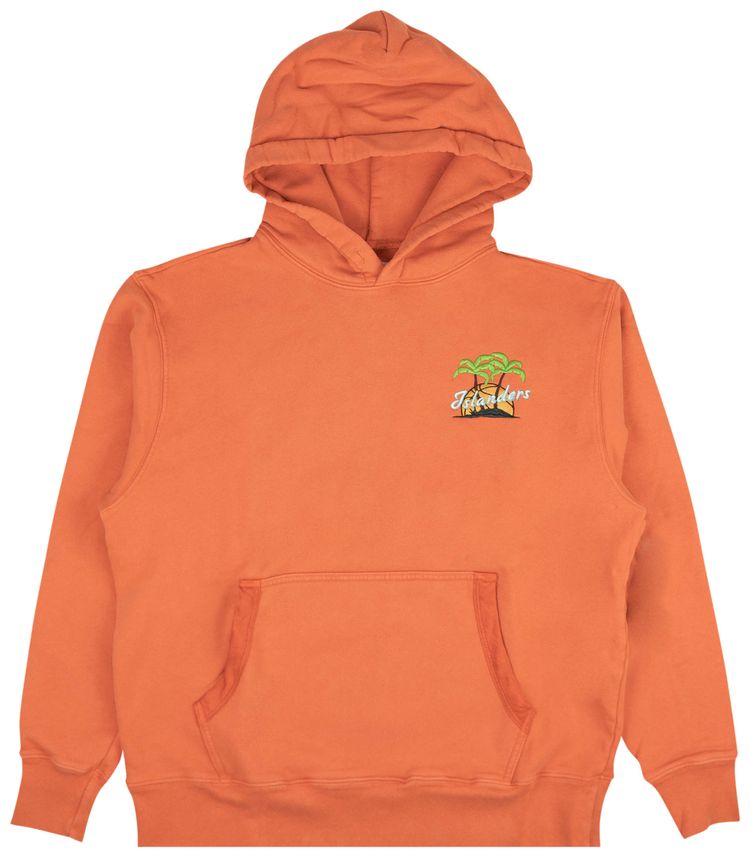 Just Don Islanders Embroidered Hoodie Sweatshirt Coral