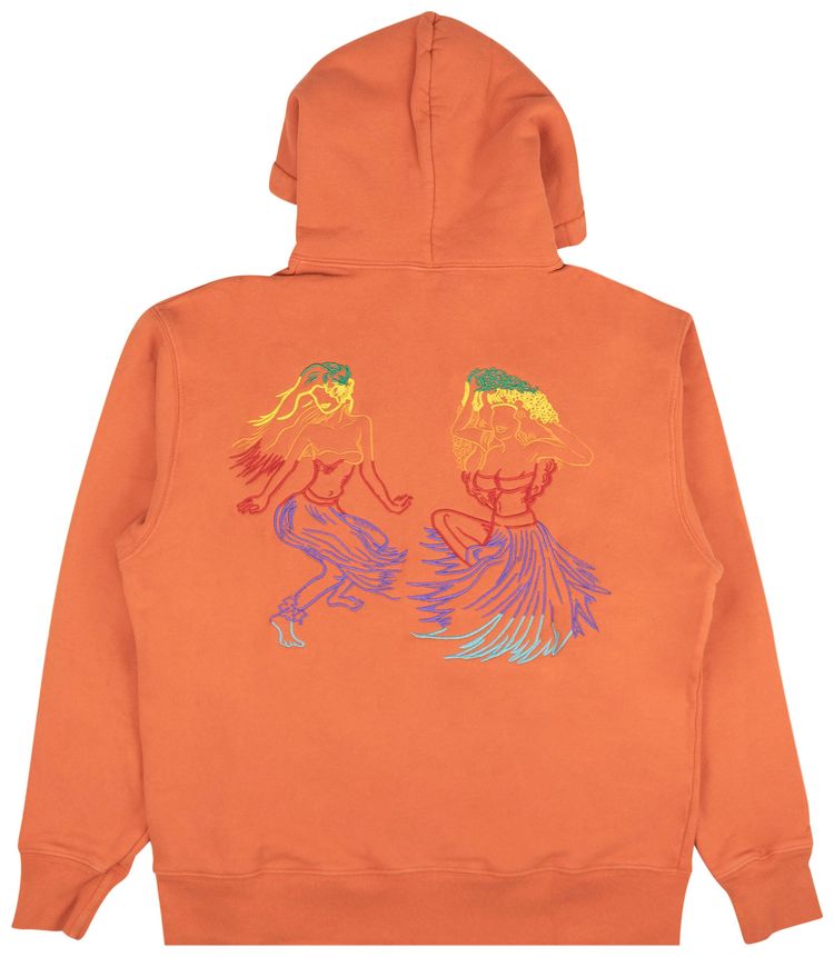 Just Don Islanders Embroidered Hoodie Sweatshirt Coral