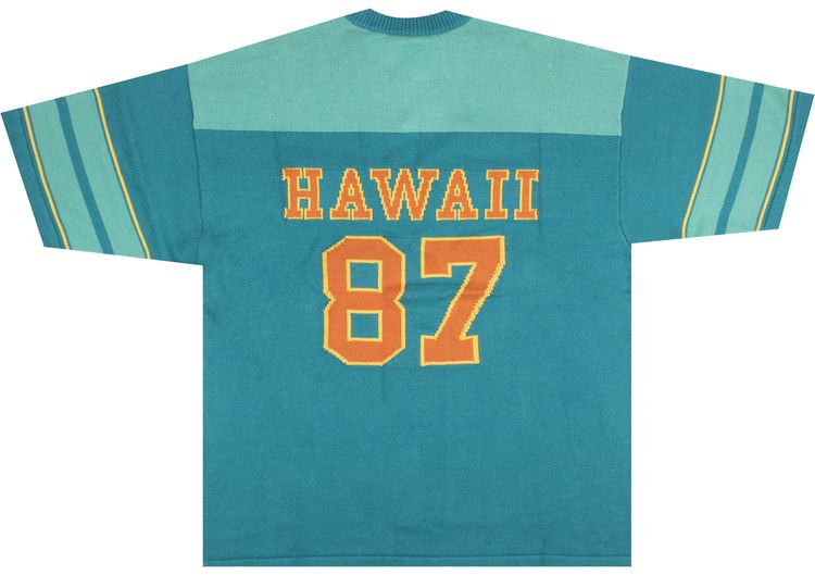 Just Don Hawaii 87 Football Knit Sweater Jersey Teal