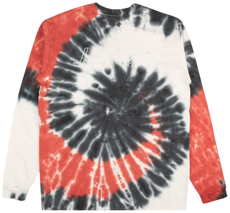 Just Don Spiral Dye Long Sleeve T Shirt BlackRed