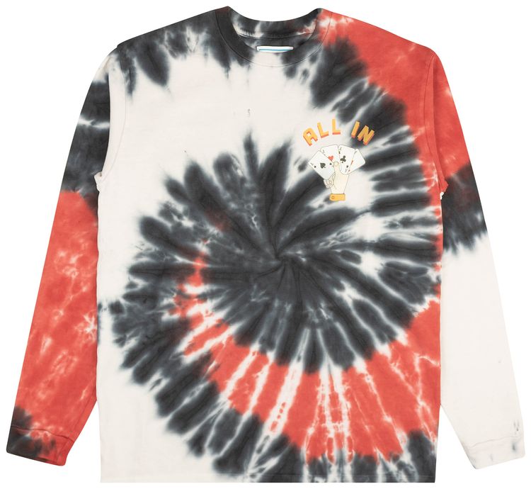 Just Don Spiral Dye Long Sleeve T Shirt BlackRed