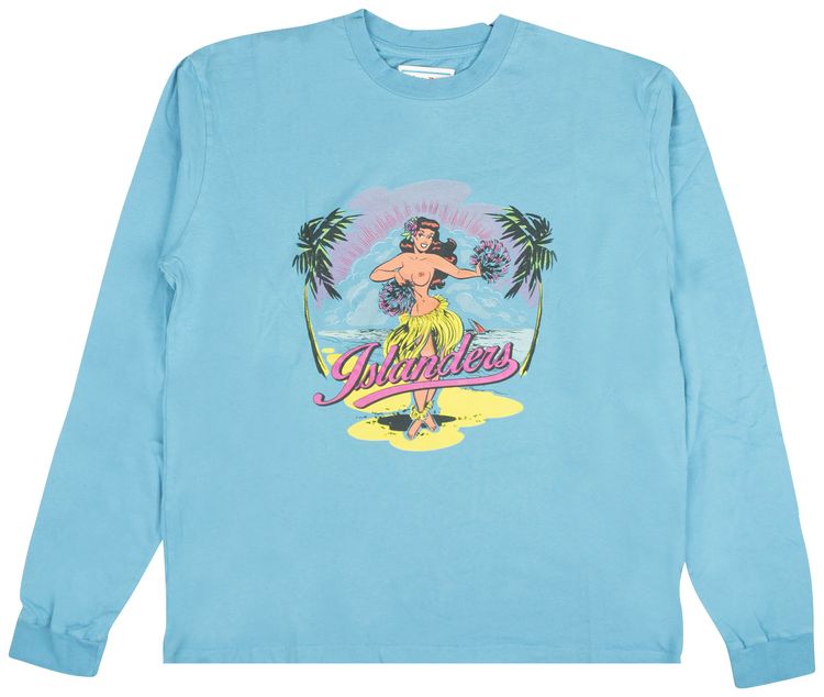 Just Don Long Sleeve Island Scene T Shirt Blue