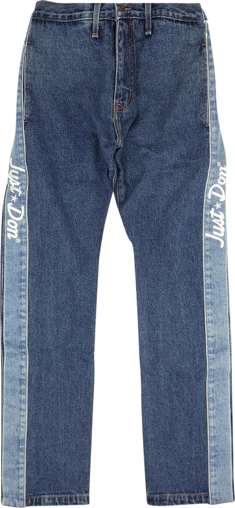 Just Don Logo Side Strap Denim Snap Jeans Blue