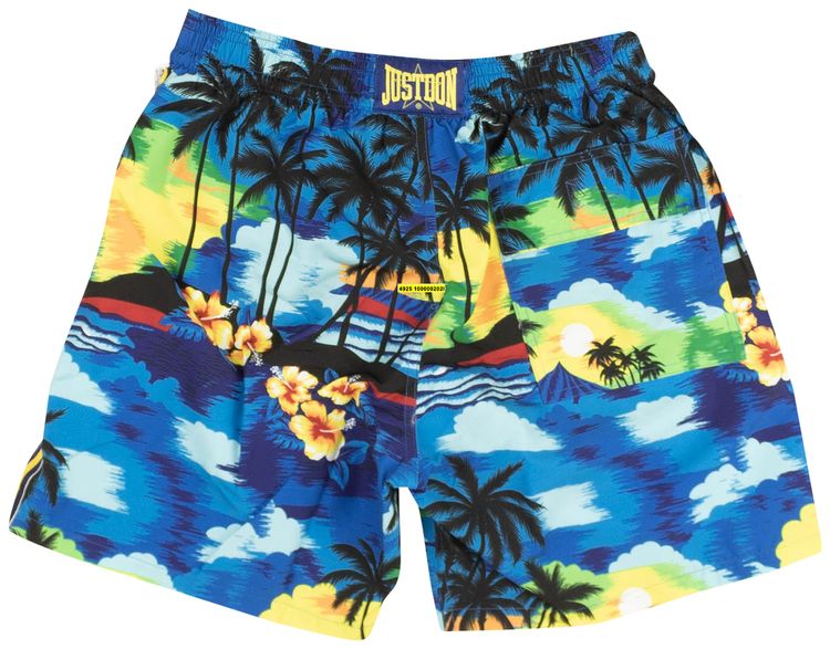 Just Don Islanders Drawstring Swim Trunks Blue