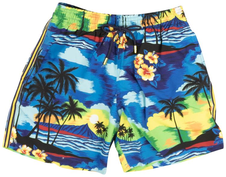 Just Don Islanders Drawstring Swim Trunks Blue