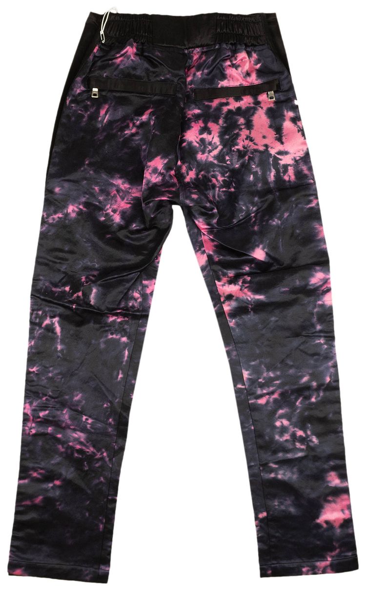 Just Don Satin Pink Tie Dye Tearaway Pants Black