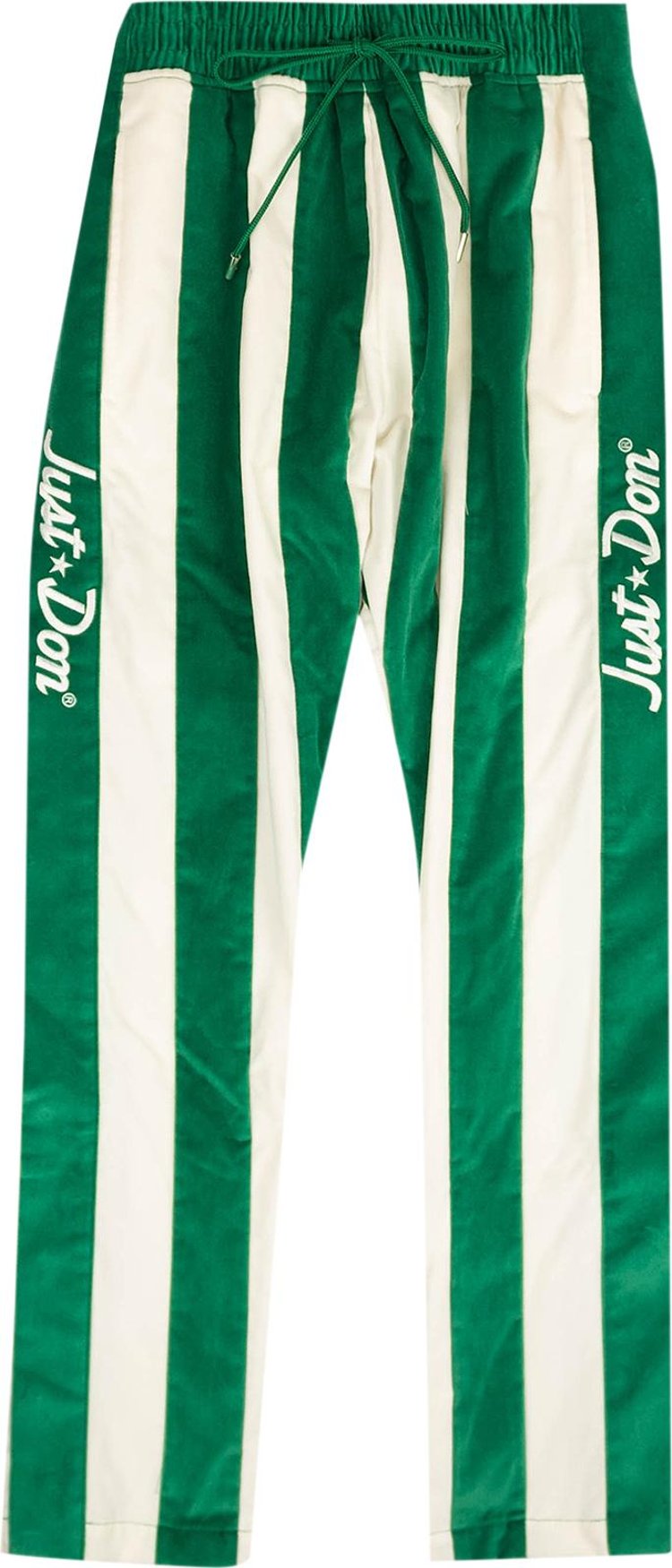 Buy Just Don Velvet Striped Tearaway Pants 'Green/White' - 4925