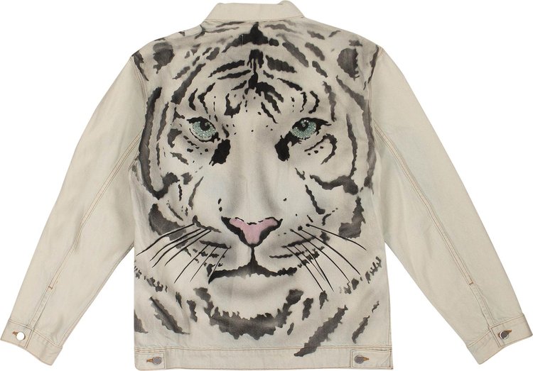 Just Don Tiger Airbrush Trucker Jacket Light Indigo