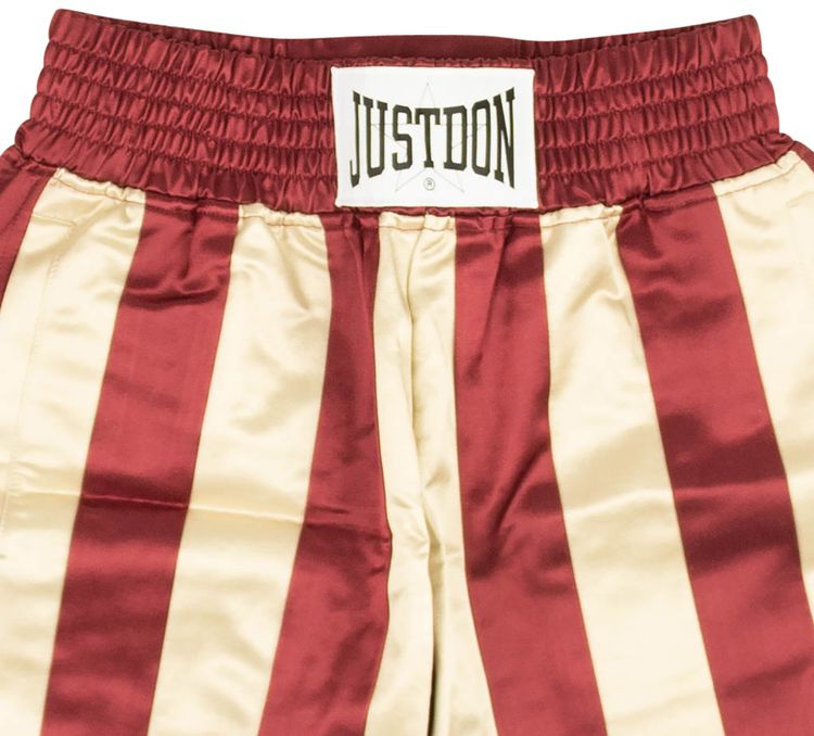 Just Don Striped Boxing Shorts Burgundy