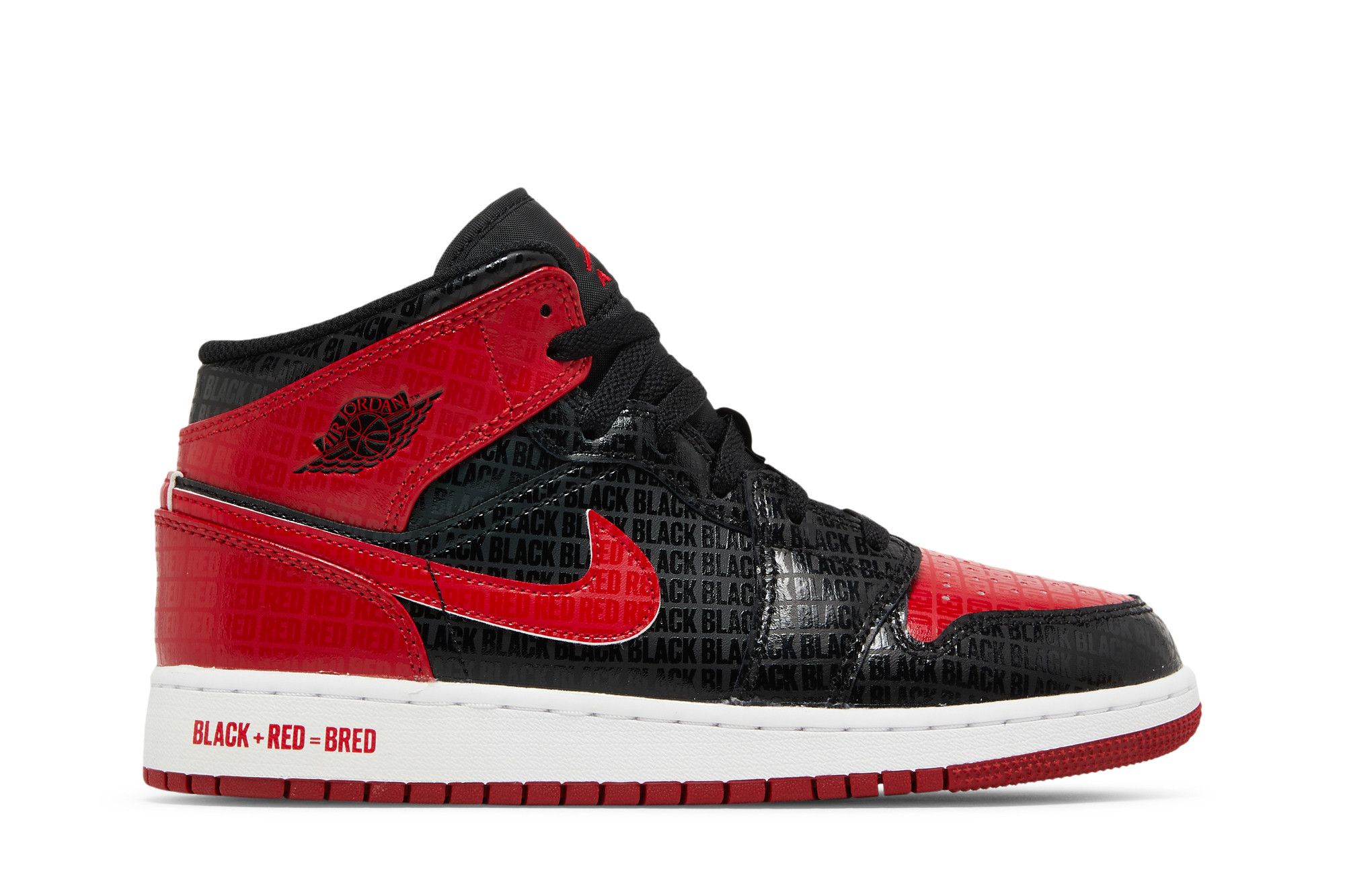 Jordan 1 mid black red sales