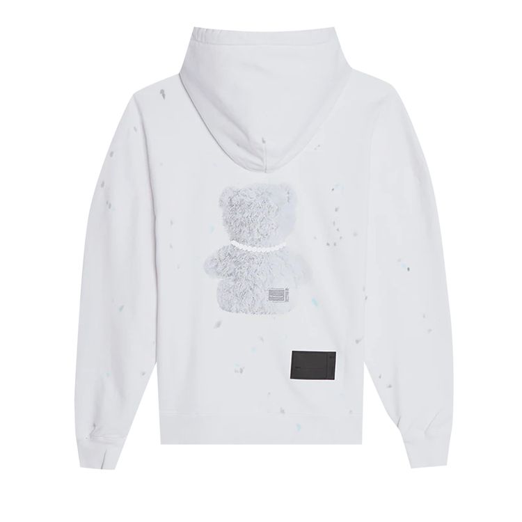 We11done Pearl Necklace Teddy Hoodie White