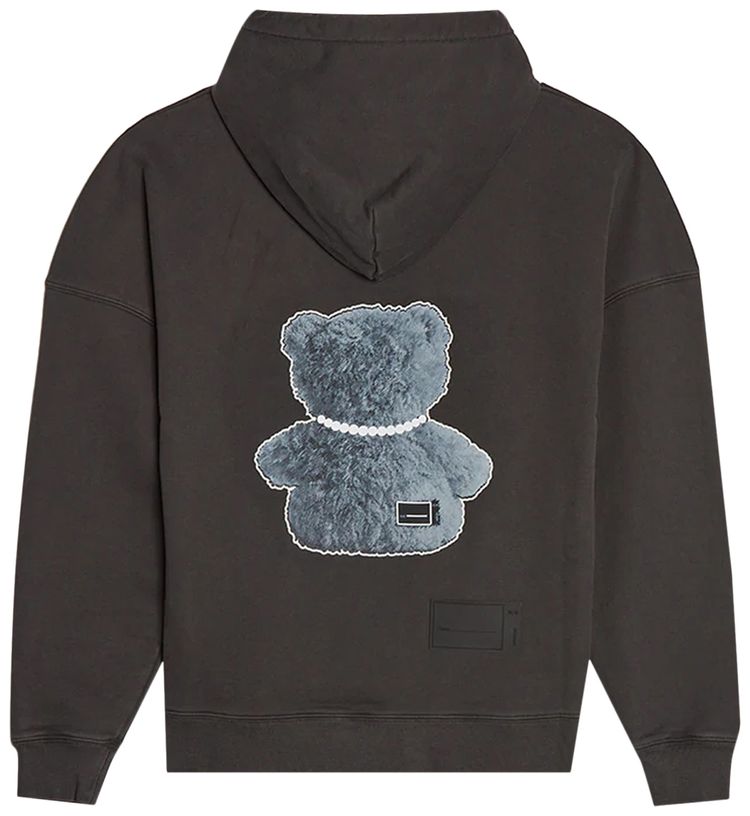 We11done Pearl Necklace Teddy Hoodie Charcoal
