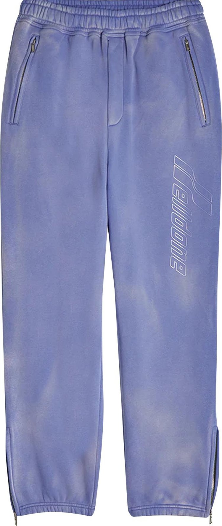 We11done Iridescent Logo Hand Bleached Zip Lounge Pants Purple