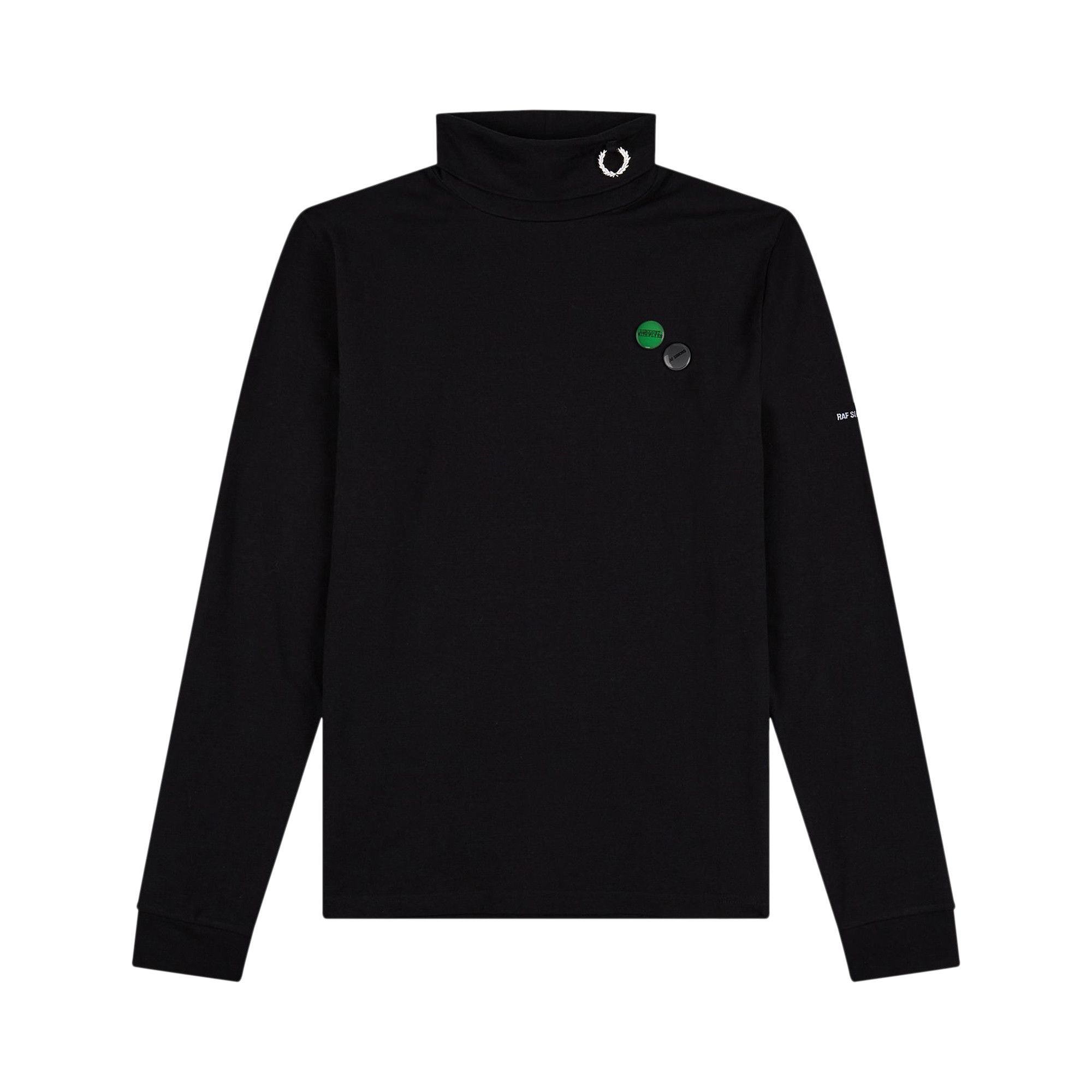 Buy Fred Perry x Raf Simons Laurel Detail Roll Neck Top 'Black' - SM1951  102 | GOAT