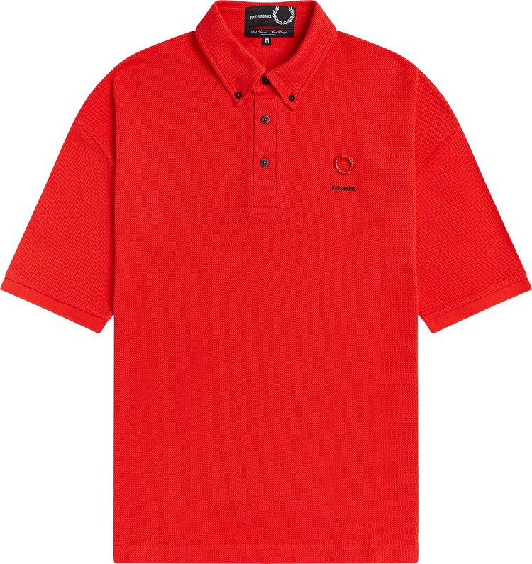 Fred Perry x Raf Simons Oversized Button Down Polo 'Lipstick Red'