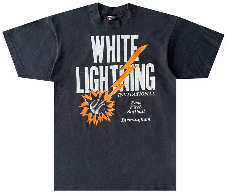 Pre Owned Vintage 1990s White Lightning Softball Tee Black