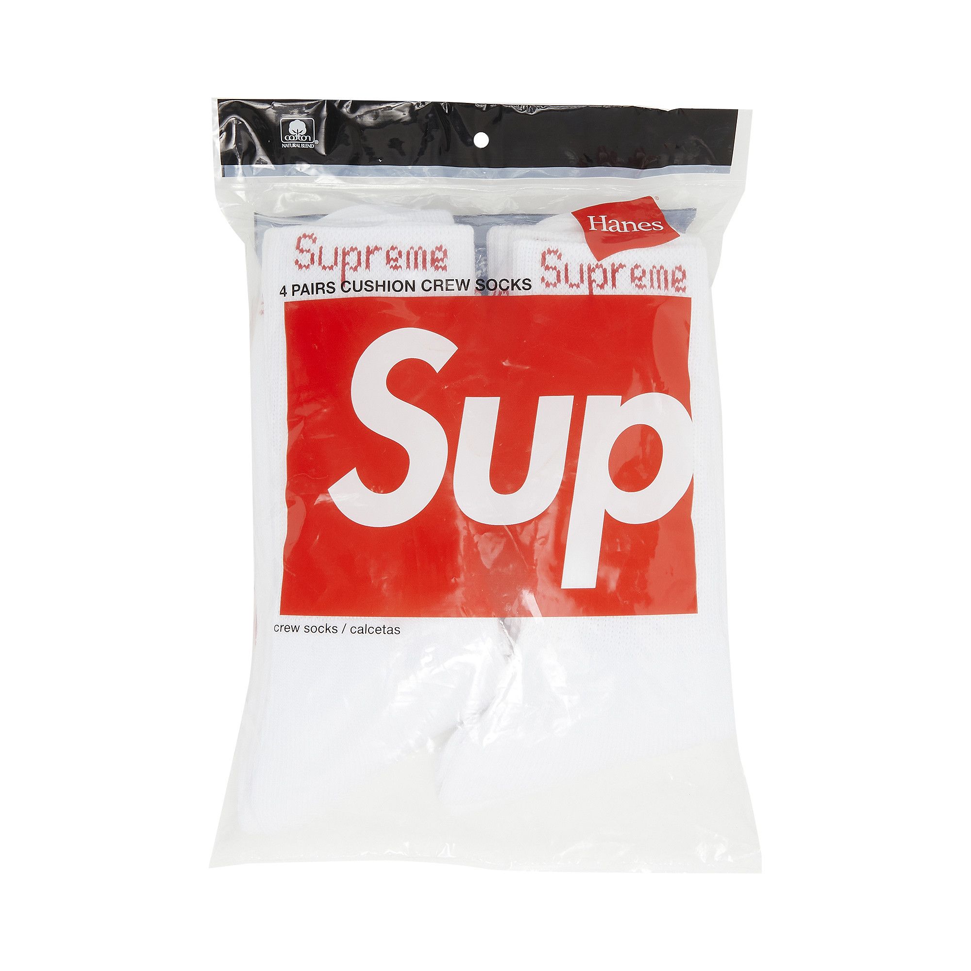 Supreme x Hanes Crew Socks 4 Pack White