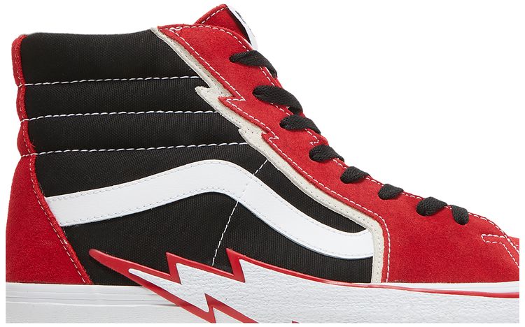 Lightning Bolt Red And White Sk8 Hi Bolt Vans Black White High Top