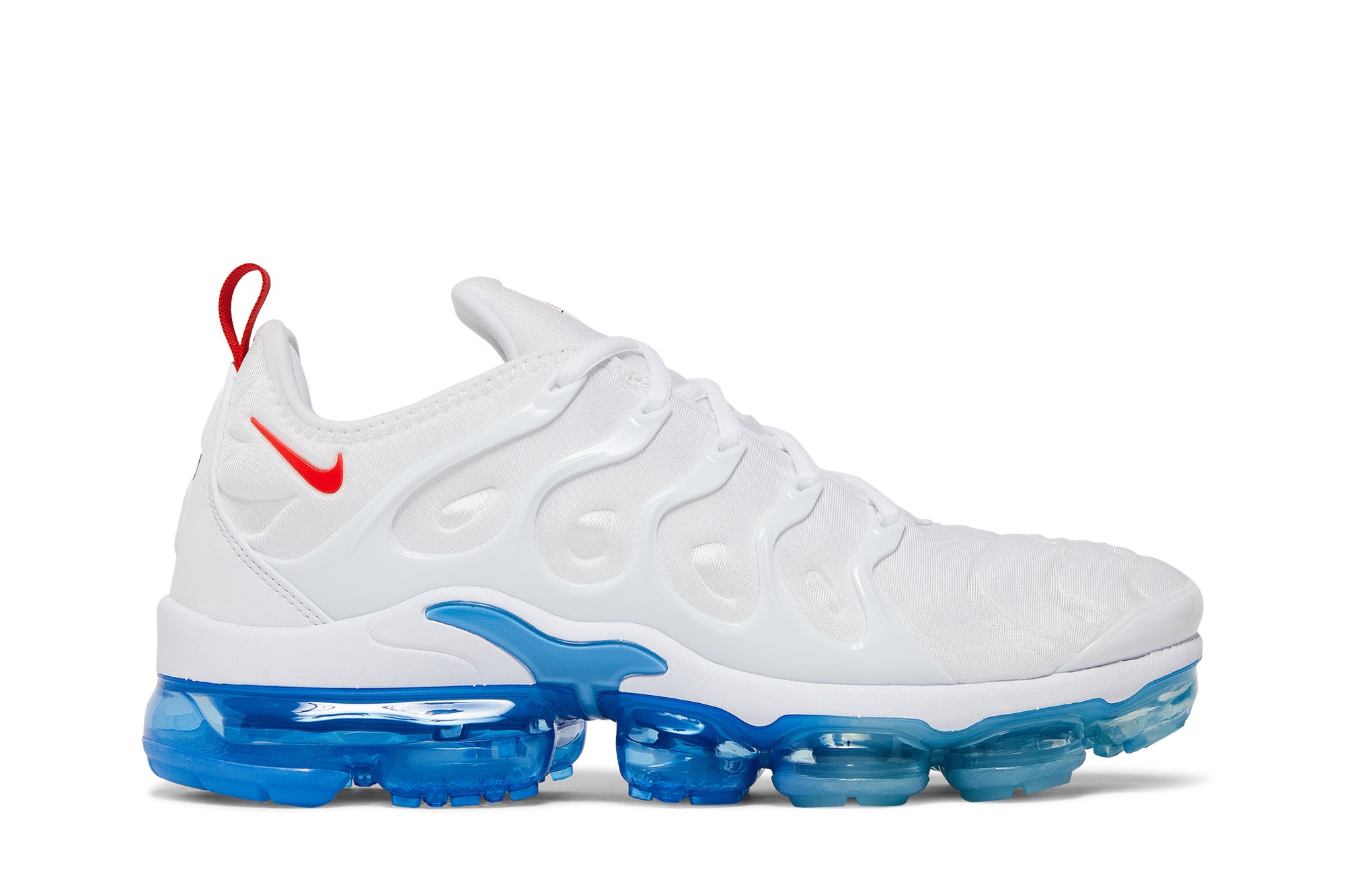 white vapormax with blue bottom