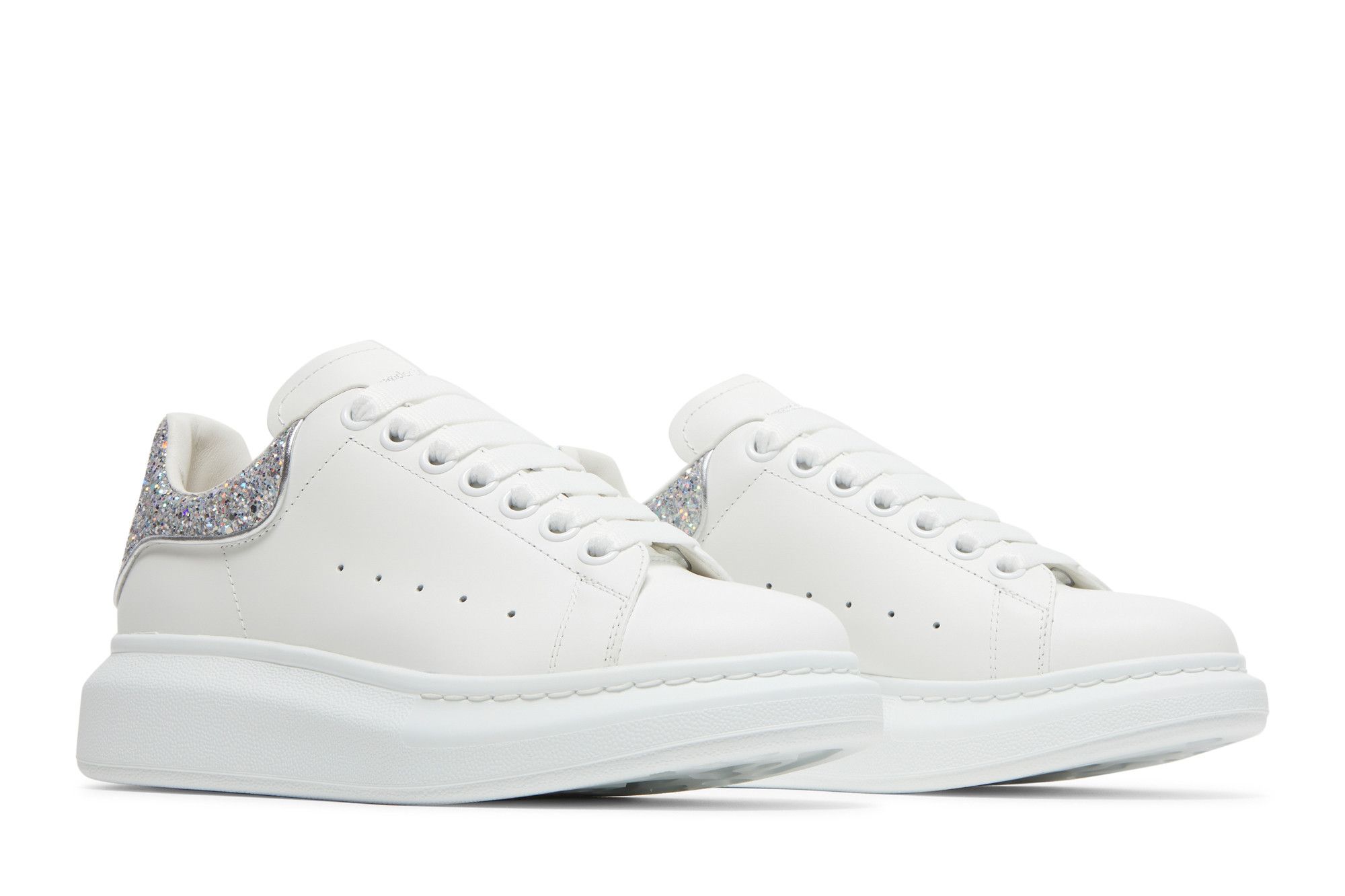 Buy Alexander McQueen Wmns Oversized Sneaker White Silver Glitter 558945 WHTQI 9413 GOAT