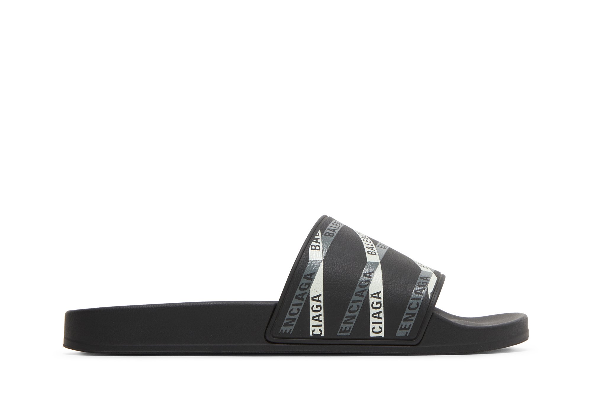 Balenciaga Monogram Pool Slides 'Logo Print - Black Grey' | GOAT