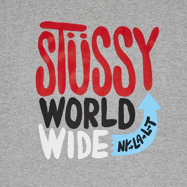 Stussy World Wide Tee Grey Heather