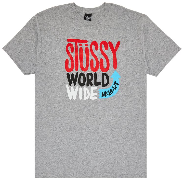 Stussy World Wide Tee Grey Heather