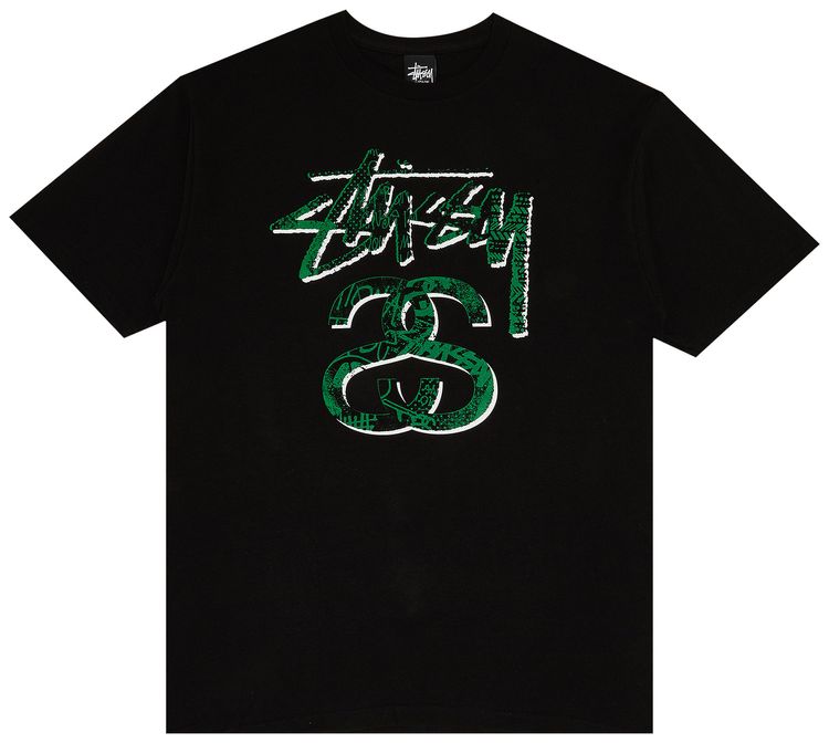 Stussy Stock Collage Tee Black
